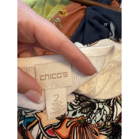 Chicos Sweater 2 Large Multicolor Pullover Artsy Ladies Floral Art to Wear - Picture 6 of 6